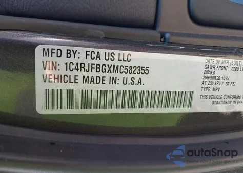 2021 Jeep Grand Cherokee 80Th Anniversary 4X4 z USA, uszkodzony, nr VIN 1C4RJFBGXMC582355